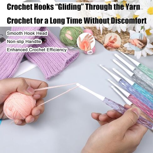 Ergonomic Crochet Hooks Set, 8Pcs Comfortable Practical Crochet Needles Colorful Knitting Kit for DIY Yarn Craft Great Gift for Women Adults Kids Children Beginners in Saudi Arabia