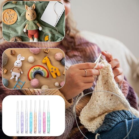 Ergonomic Crochet Hooks Set, 8Pcs Comfortable Practical Crochet Needles Colorful Knitting Kit for DIY Yarn Craft Great Gift for Women Adults Kids Children Beginners in Saudi Arabia