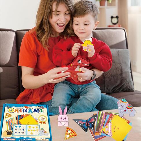 Origami Paper Craft Kit, 45 patterns*2 +10 Colorful Folding Paper with Instruction Book, Animals Theme, Kids Activity Set for 3+ Children Adult Beginners Trainers Craft in Saudi Arabia