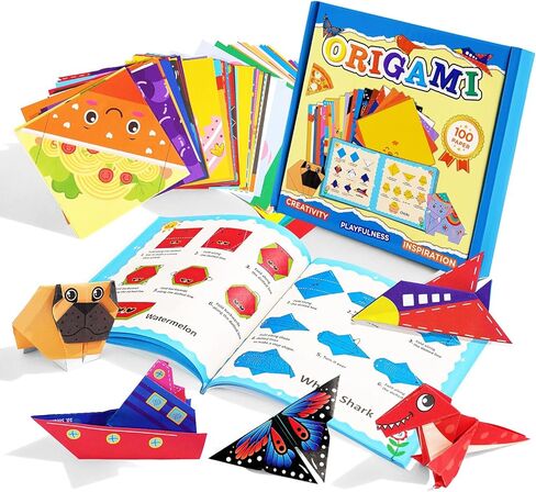 Origami Paper Craft Kit, 45 patterns*2 +10 Colorful Folding Paper with Instruction Book, Animals Theme, Kids Activity Set for 3+ Children Adult Beginners Trainers Craft in Saudi Arabia