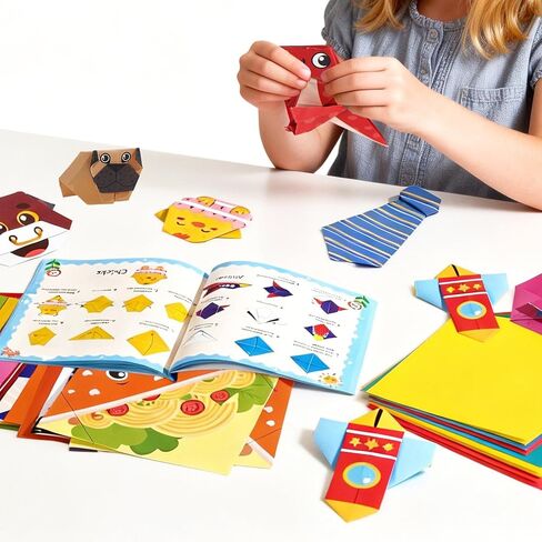 Origami Paper Craft Kit, 45 patterns*2 +10 Colorful Folding Paper with Instruction Book, Animals Theme, Kids Activity Set for 3+ Children Adult Beginners Trainers Craft in Saudi Arabia