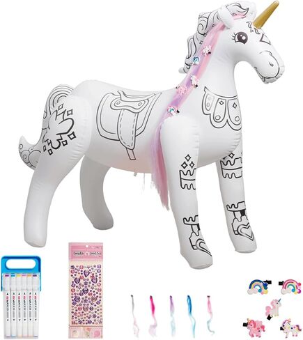 Oli's Toy Factory Inflatable Unicorn Magical Hair Make Up Set (Unicorn Magical Coloring Set) in Saudi Arabia
