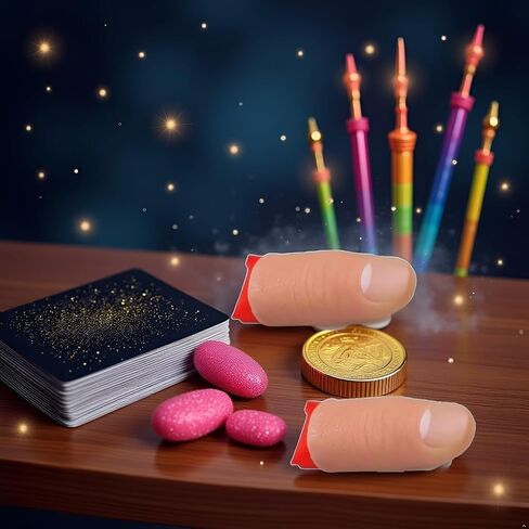 2 Pcs Magic Thumb Tip Set, Thumb Tip Magic Tricks Fake Silk Vanish Magic Disappearing Silk Fake Thumb Tip Magic Trick Gimmick, Magician Accessory Close up Illusions Making Objects Appear/Disappear in Saudi Arabia