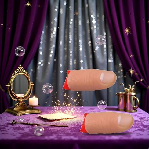 2 Pcs Magic Thumb Tip Set, Thumb Tip Magic Tricks Fake Silk Vanish Magic Disappearing Silk Fake Thumb Tip Magic Trick Gimmick, Magician Accessory Close up Illusions Making Objects Appear/Disappear in Saudi Arabia