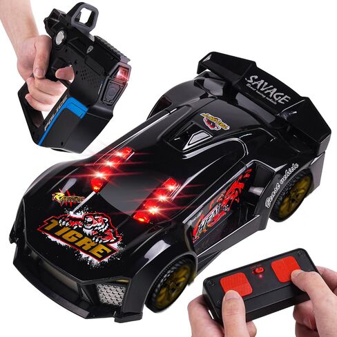 3 في 1 RC Drift Car التحكم عن بعد 1:24 الشرطة/الرياضة/السباق القابلة لإعادة الشحن 2-لاعب معركة مع مسدس الأشعة تحت الحمراء Knock-to-Flip 60 Min Play للأطفال 4 5 6 7 8 9 سنوات (أسود) in Kuwait
