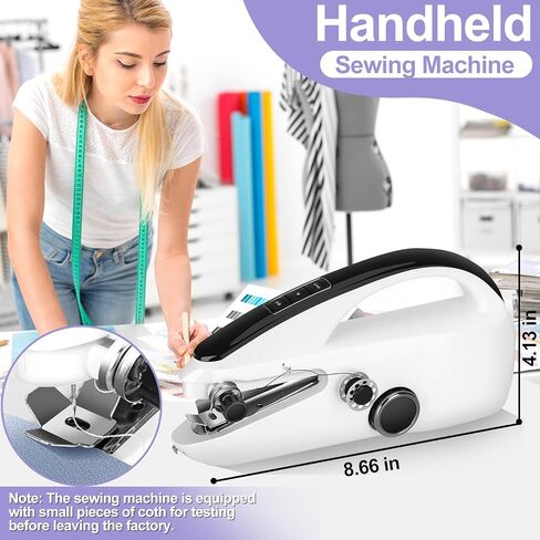 ماكينة خياطة صغيرة محمولة للمبتدئين، ماكينة خياطة محمولة باليد مع أوضاع سرعة وطاقة مزدوجة - غرزة سريعة للإصلاحات المنزلية أثناء السفر، سهلة الاستخدام in Kuwait
