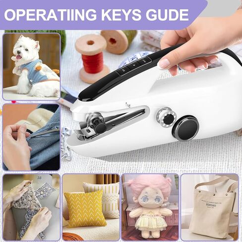 ماكينة خياطة صغيرة محمولة للمبتدئين، ماكينة خياطة محمولة باليد مع أوضاع سرعة وطاقة مزدوجة - غرزة سريعة للإصلاحات المنزلية أثناء السفر، سهلة الاستخدام in Kuwait