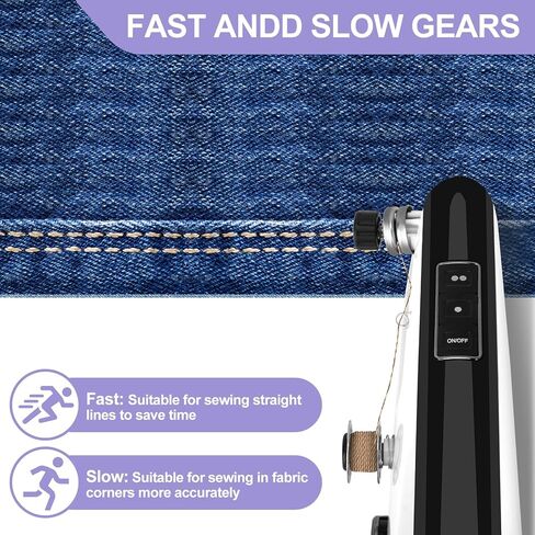 ماكينة خياطة صغيرة محمولة للمبتدئين، ماكينة خياطة محمولة باليد مع أوضاع سرعة وطاقة مزدوجة - غرزة سريعة للإصلاحات المنزلية أثناء السفر، سهلة الاستخدام in Kuwait