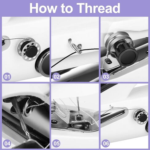 ماكينة خياطة صغيرة محمولة للمبتدئين، ماكينة خياطة محمولة باليد مع أوضاع سرعة وطاقة مزدوجة - غرزة سريعة للإصلاحات المنزلية أثناء السفر، سهلة الاستخدام in Kuwait