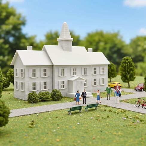 HO Scale Model School House Kit Unassembled Building for Model Railroad JZHO6893JJ in Saudi Arabia
