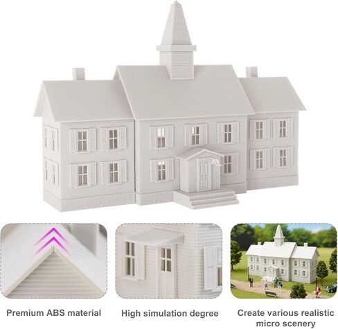 HO Scale Model School House Kit Unassembled Building for Model Railroad JZHO6893JJ in Saudi Arabia