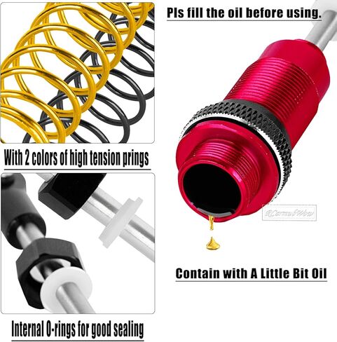 RC Aluminium Shock Absorber Upgrades Part for 1/10 Kraton 4x4 4S V2 BLX,Outcast 4x4 4S V2 BLX,Front Rear Big Bore Shocks Absorber Damper Hops Up,4pcs,Red in Saudi Arabia