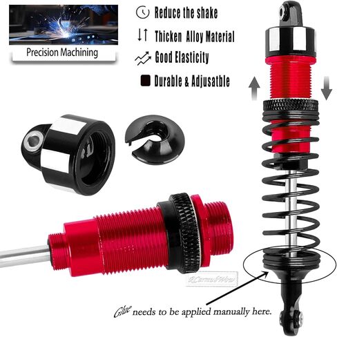 RC Aluminium Shock Absorber Upgrades Part for 1/10 Kraton 4x4 4S V2 BLX,Outcast 4x4 4S V2 BLX,Front Rear Big Bore Shocks Absorber Damper Hops Up,4pcs,Red in Saudi Arabia