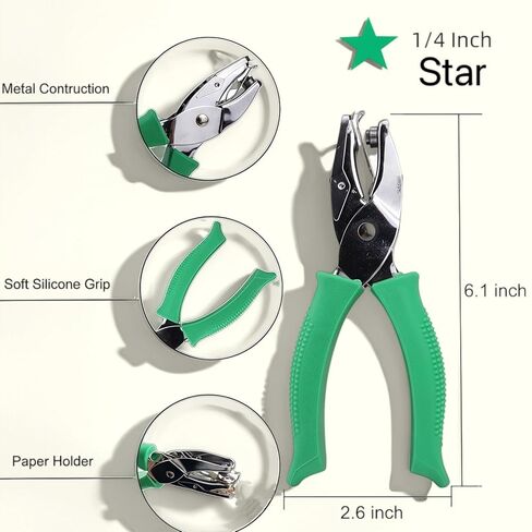 Star Hole Punch– 1/4 Inch Single Green,One Puncher for Paper Crafts| Shape Handmade Hole Puncher for Scrapbooking,DIY Cards & Journals | Christmas Crafting Punch for Paper,DIY Card Making in Saudi Arabia