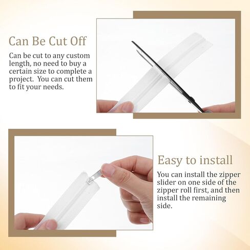 #10 Nylon Coil Zippers 11 Yards 390 Inches White Nylon Coil Zippers by The Yards with 20 PCS Pulls Sliders for DIY Sewing Craft Bags, White in Saudi Arabia