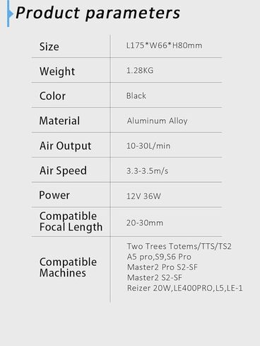 Air Assist Pump Kit for Laser Engraver, 30L/Min Adjustable Quiet Airflow, Removes Smoke and Dust, Reduces Burn Marks, Protects Lens, Compatible with S9/S10/A5 PRO/A10 PRO/TTS-55 PRO in Kuwait