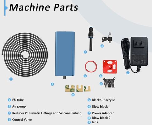 Air Assist Pump Kit for Laser Engraver, 30L/Min Adjustable Quiet Airflow, Removes Smoke and Dust, Reduces Burn Marks, Protects Lens, Compatible with S9/S10/A5 PRO/A10 PRO/TTS-55 PRO in Kuwait