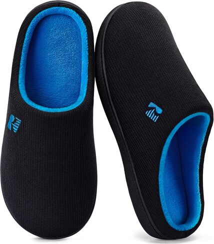 RockDove Men's Original Two-Tone Memory Foam Slipper, Size 9-10 US Men, Dark Gray/Blue in Kuwait
