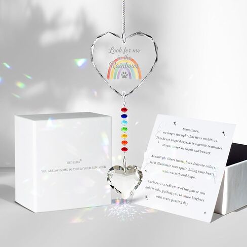 Pet Memorial Gifts for Dogs Cats - Look for me in The Rainbows Crystal Suncatcher Pet Loss, Pet Sympathy, Rainbow Bridge Sympathy Gifts for Loss of Dog Cat, Thoughtful Dogs and Cats Remembrance in Kuwait