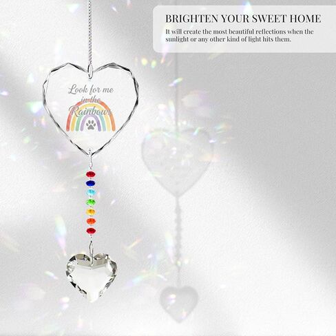 Pet Memorial Gifts for Dogs Cats - Look for me in The Rainbows Crystal Suncatcher Pet Loss, Pet Sympathy, Rainbow Bridge Sympathy Gifts for Loss of Dog Cat, Thoughtful Dogs and Cats Remembrance in Kuwait