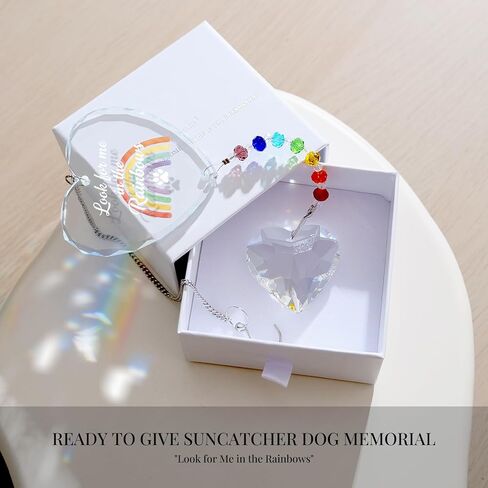 Pet Memorial Gifts for Dogs Cats - Look for me in The Rainbows Crystal Suncatcher Pet Loss, Pet Sympathy, Rainbow Bridge Sympathy Gifts for Loss of Dog Cat, Thoughtful Dogs and Cats Remembrance in Kuwait