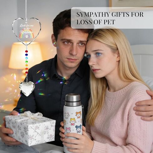 Pet Memorial Gifts for Dogs Cats - Look for me in The Rainbows Crystal Suncatcher Pet Loss, Pet Sympathy, Rainbow Bridge Sympathy Gifts for Loss of Dog Cat, Thoughtful Dogs and Cats Remembrance in Kuwait