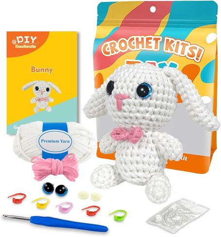 YCSCMG Z Crochet Kits for Beginners - Animal Crochet Sets - Step-by-Step Video Tutorials DIY, Rabbit Crochet Kits Rabbit with Long Ears in Saudi Arabia
