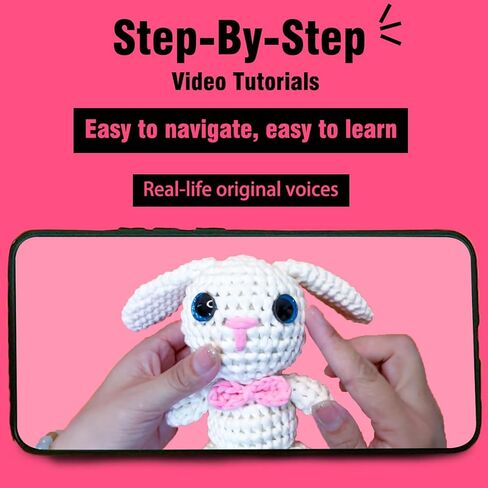 YCSCMG Z Crochet Kits for Beginners - Animal Crochet Sets - Step-by-Step Video Tutorials DIY, Rabbit Crochet Kits Rabbit with Long Ears in Saudi Arabia