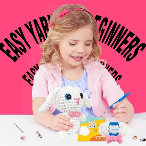 YCSCMG Z Crochet Kits for Beginners - Animal Crochet Sets - Step-by-Step Video Tutorials DIY, Rabbit Crochet Kits Rabbit with Long Ears in Saudi Arabia