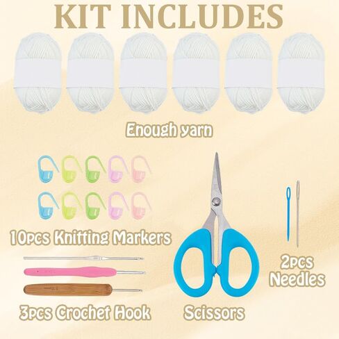 ACRNIGHEET Crochet Bag Kit for Beginners Crochet Purse for Women DIY Tote Bag Making Kit with English Tutorials Knitting Supplies for Adults Crafts Autumn Winter Boho Gift Idea (White) in Saudi Arabia