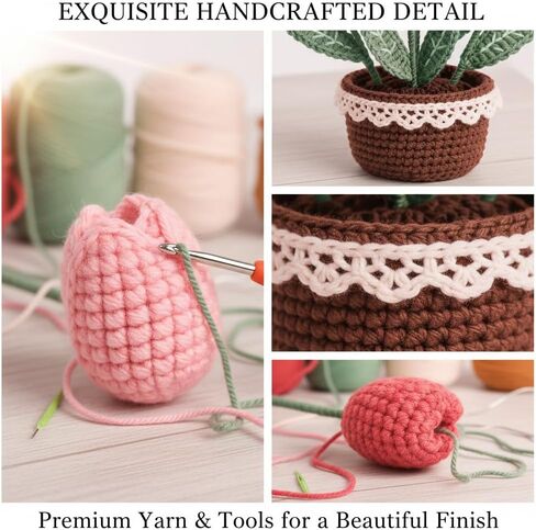 Vigoarush Tulip Crochet Plants Kit for Starters, Complete Easy Crochet Set for Beginners Adults with Step-by-Step Tutorials, Unique Friend Gifts for Women in Saudi Arabia