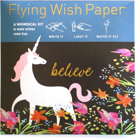 ورق الأمنيات الطائرة - اكتبها وأضيئها وشاهدها تطير - يونيكورن - 5 × 5 بوصة - مجموعات صغيرة in Kuwait