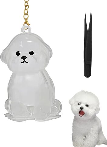 Dog Hair Collector Keychain Charm Memorial Storage Box,Memorial Gift for Pet Lovers,Transparent Pet Fur Keepsake Capsule,Cute Pet Hair Collection Bottle,Dog Hair Holder Keyring(Teddy) in Saudi Arabia