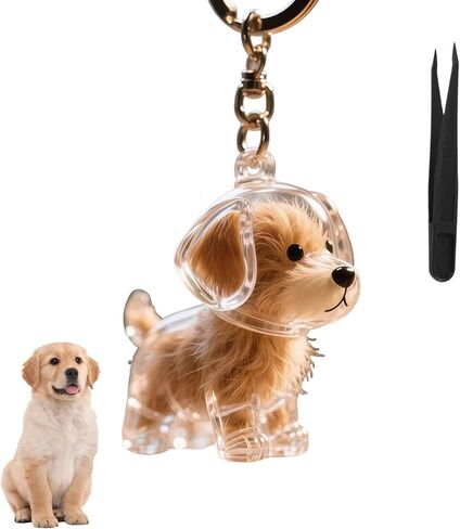 Dog Hair Collector Keychain Charm Memorial Storage Box,Memorial Gift for Pet Lovers,Transparent Pet Fur Keepsake Capsule,Cute Pet Hair Collection Bottle,Dog Hair Holder Keyring(Teddy) in Saudi Arabia