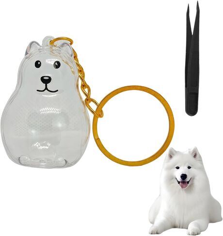 Dog Hair Collector Keychain Charm Memorial Storage Box,Memorial Gift for Pet Lovers,Transparent Pet Fur Keepsake Capsule,Cute Pet Hair Collection Bottle,Dog Hair Holder Keyring(Teddy) in Saudi Arabia