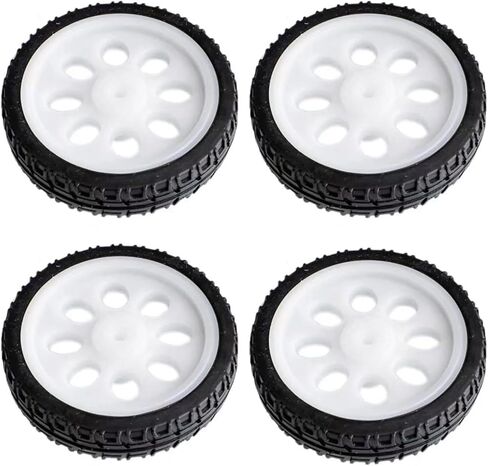 4 Pack TT Motor Wheels with Rubber Tire High Speed Encoder Smart Robot Car Wheel Replacement Spare Parts for Gearbox Motor 200RPM Ratio 1:48 Shaft Motors DIY Robot Smart Car Chassis Kit Arduino in Saudi Arabia