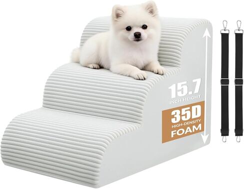 سلالم للكلاب للسرير يصل ارتفاعها إلى 60.96 سم، ارتفاع إضافي 22.8 سم، خطوات للحيوانات الأليفة بأربع خطوات للكلاب والقطط الصغيرة، منحدر قوي غير قابل للانزلاق للكلاب مع حزام أمان مضاد للطرف وغطاء قابل للغسل، سلالم داخلية متوازنة للحيوانات الأليفة in Kuwait