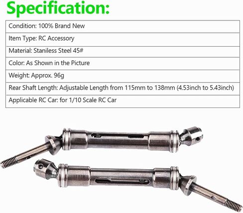 RC Drive Shaft,2 Pcs Metal Rear Drive Shaft for Slash 1/10 Short Truck SLA017 SLA018 RC Car Parts in Saudi Arabia