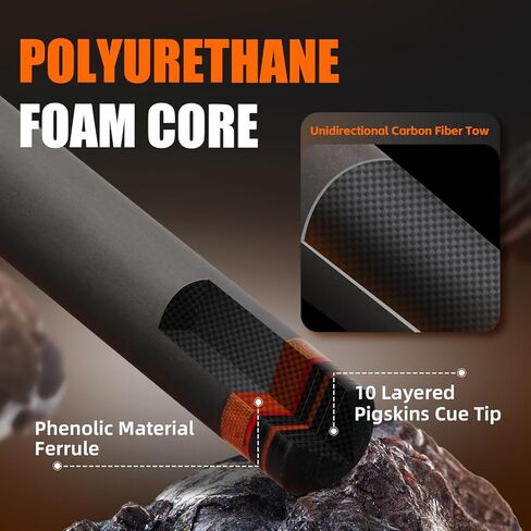 5/16-14 Carbon Pool Cue Single Shaft, Tip 12.4mm,11.8mm,12.9mm,10.5mm Low Deflection Technology, Ultra-Smooth, pro Taper, Easy to Control in Saudi Arabia
