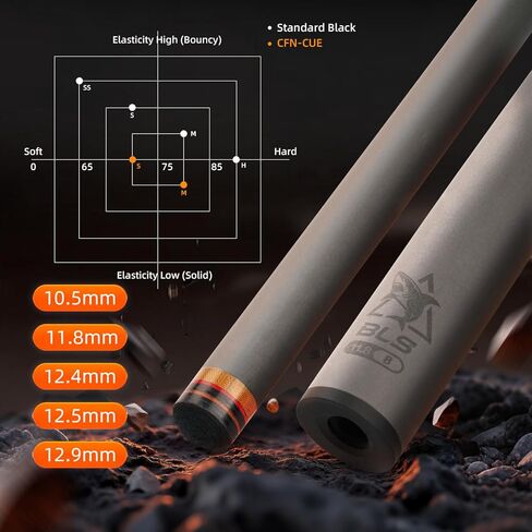 5/16-14 Carbon Pool Cue Single Shaft, Tip 12.4mm,11.8mm,12.9mm,10.5mm Low Deflection Technology, Ultra-Smooth, pro Taper, Easy to Control in Saudi Arabia