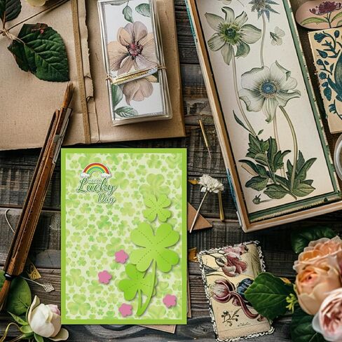 Arbuya 8pcs Clover Leaf Metal Cutting Dies Set - 6 Leaf Shapes & 2 Flower Dies for St. Patrick's Day Crafts, Card Making, Scrapbooking, Paper Cutting Template, Greeting Cards Decoration in Saudi Arabia