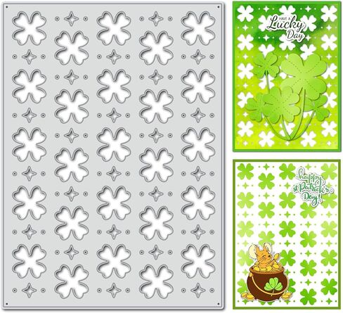 Arbuya 8pcs Clover Leaf Metal Cutting Dies Set - 6 Leaf Shapes & 2 Flower Dies for St. Patrick's Day Crafts, Card Making, Scrapbooking, Paper Cutting Template, Greeting Cards Decoration in Saudi Arabia