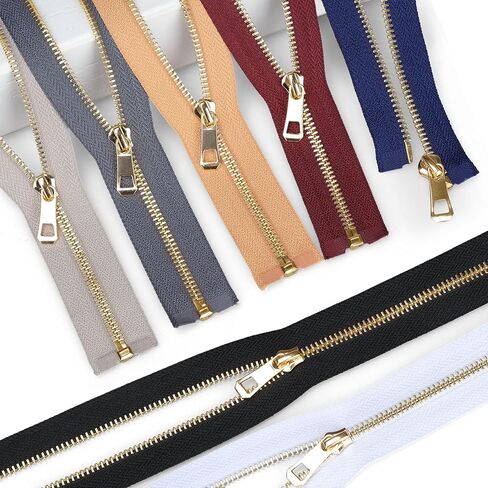 7PCS #5 Metal Separating Zippers for Sewing Jackets, Coats, Parka - Heavy Duty Sewing Zips with Y-Teeth for Outerwear Projects (16/20/24/28/32 Inch, 7 Colors) in Saudi Arabia