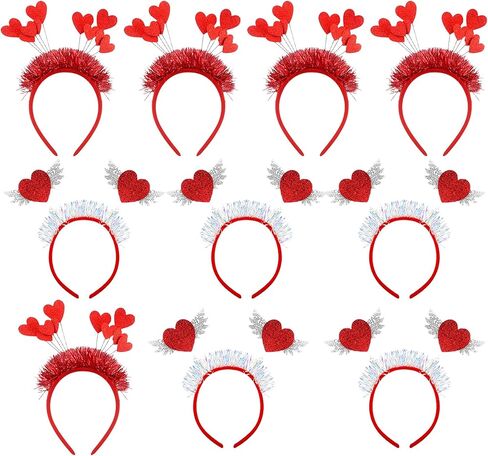 10 Pack Valentine Heart Headbands Cute Red Heart Boppers Hairbands Plastic Love Headwear Accessories for Valentine Wedding Anniversary Party Favors in Saudi Arabia