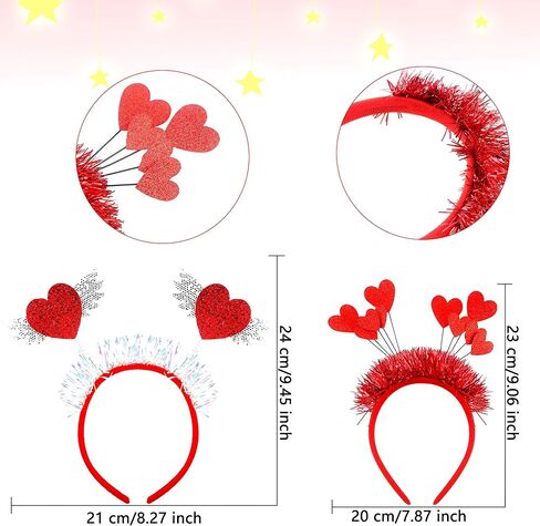 10 Pack Valentine Heart Headbands Cute Red Heart Boppers Hairbands Plastic Love Headwear Accessories for Valentine Wedding Anniversary Party Favors in Saudi Arabia