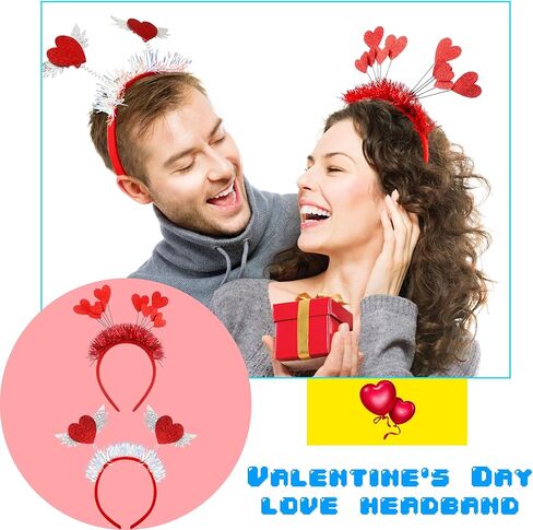 10 Pack Valentine Heart Headbands Cute Red Heart Boppers Hairbands Plastic Love Headwear Accessories for Valentine Wedding Anniversary Party Favors in Saudi Arabia