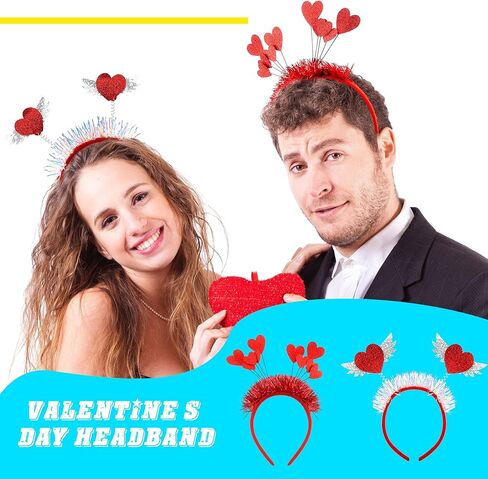 10 Pack Valentine Heart Headbands Cute Red Heart Boppers Hairbands Plastic Love Headwear Accessories for Valentine Wedding Anniversary Party Favors in Saudi Arabia