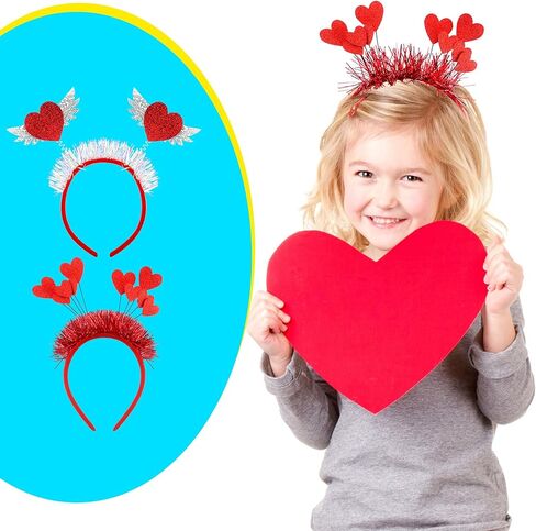 10 Pack Valentine Heart Headbands Cute Red Heart Boppers Hairbands Plastic Love Headwear Accessories for Valentine Wedding Anniversary Party Favors in Saudi Arabia