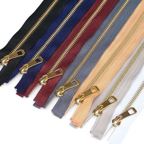 7PCS #5 Metal Separating Zippers for Sewing Jackets, Coats, Parka - Heavy Duty Sewing Zips with Y-Teeth for Outerwear Projects (16/20/24/28/32 Inch, 7 Colors) in Saudi Arabia