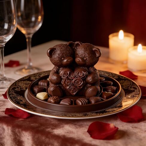 3D Rose Bear Silicone Molds Candle Making Molds Mother's Day Silicone Molds Resin Silicone Mold for Women Gifts,Birthday/Wedding/Mother/Father Gift,and Window Display (Two Bears Heart) in Saudi Arabia